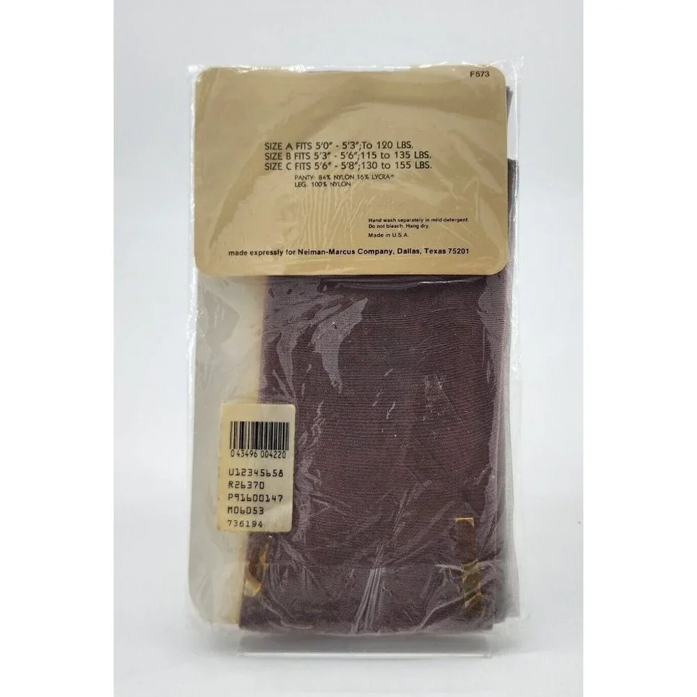 Vtg Neiman Marcus Control Top Ultra Sheer Pantyhose SandalToe 1470 Gunmetal Sz B